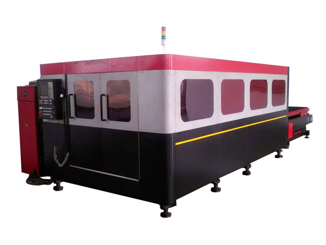 Bracketing type fiber laser cutting machine with automatic interchange table